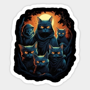 Halloween Scary Black Cats Lover Sticker